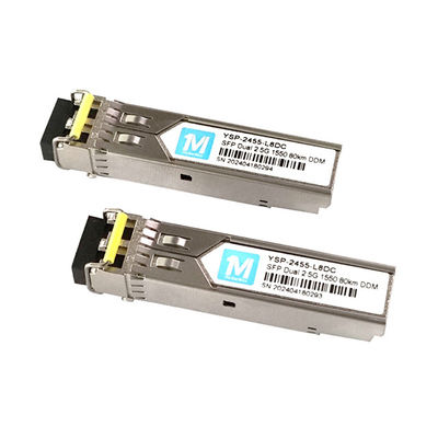 Taux de transmission 2.5G Duplex 80km 1550nm Connecteur LC DDM Transcepteur SFP branchable pour transcepteurs à fibre optique à longue distance