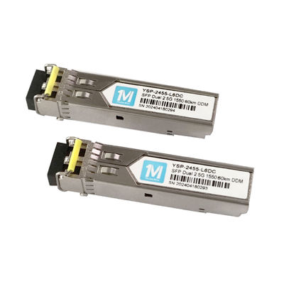Distance de 60 km 2.5G Duplex 1550nm Connecteur LC DDM SMF Module à fibre optique Transcepteur SFP branchable pour réseau à large bande passante
