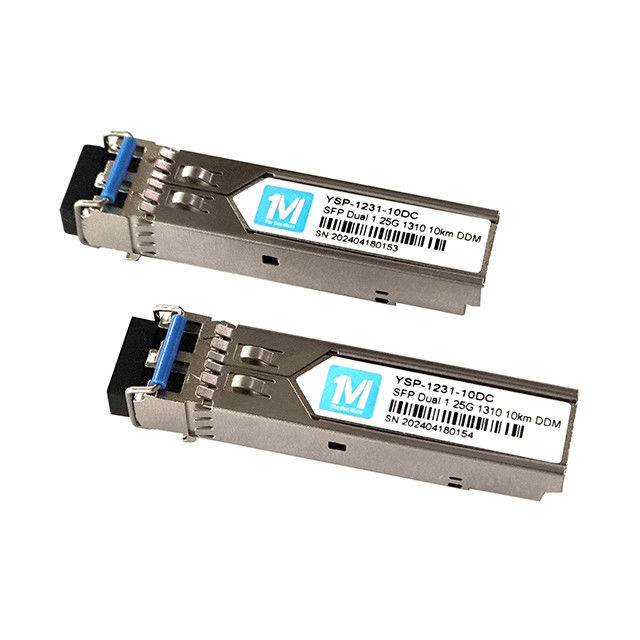1.25G Duplex 10km Distance 1310nm Connecteur LC DDM 1000BASE SMF Module à fibre optique Transcepteur SFP branchable