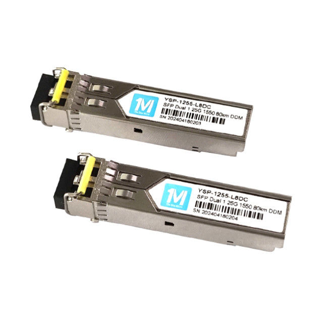 1.25G Duplex 80km 1550nm Connecteur LC DDM 1000BASE SMF Module à fibre optique Transcepteur SFP branchable 3.3V