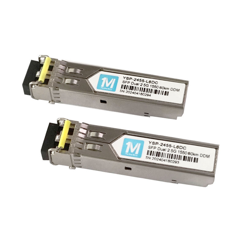 Distance de 60 km 2.5G Duplex 1550nm Connecteur LC DDM SMF Module à fibre optique Transcepteur SFP branchable pour réseau à large bande passante